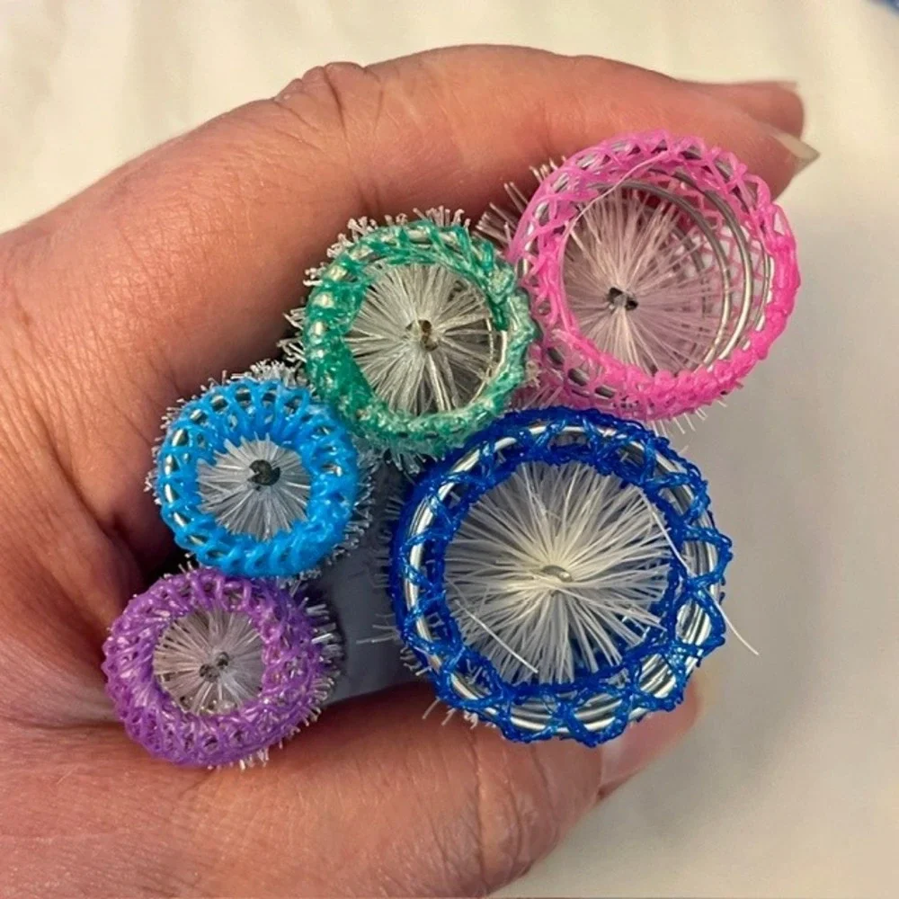 Vintage Wire Mesh Brush Hair Roller Set with Pins Multi Color Multi Size 163 Pc
